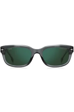 Grey-acetate sunglasses with green lenses