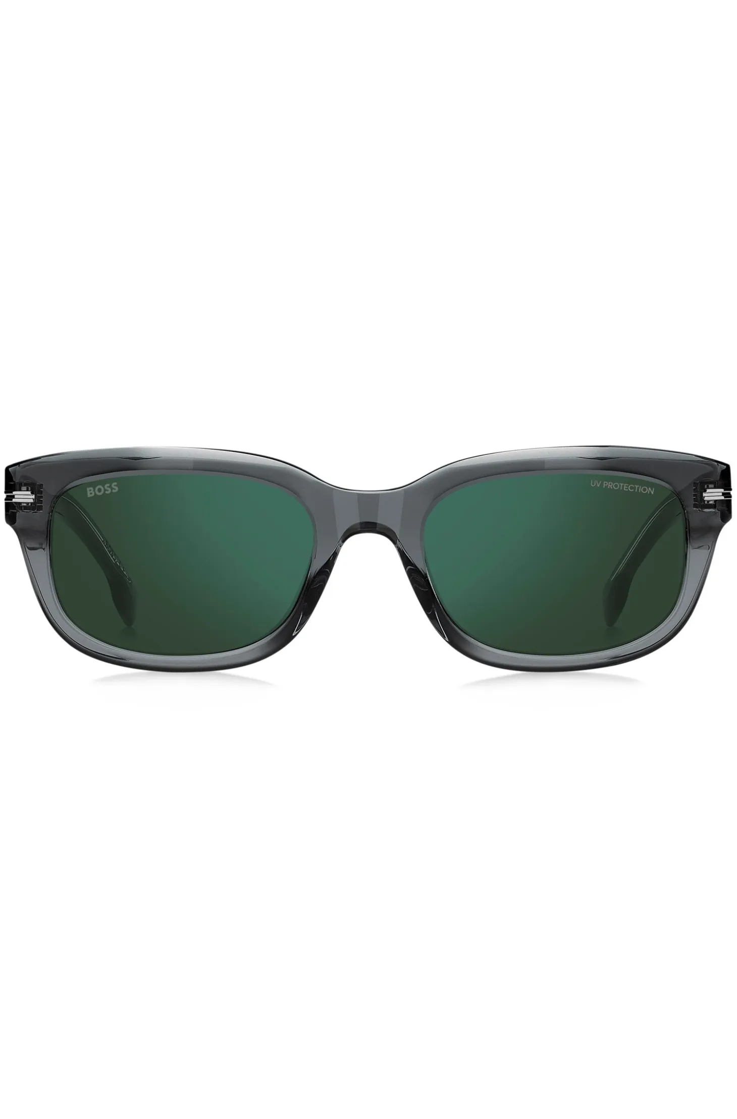 Grey-acetate sunglasses with green lenses
