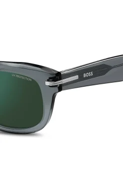 Grey-acetate sunglasses with green lenses