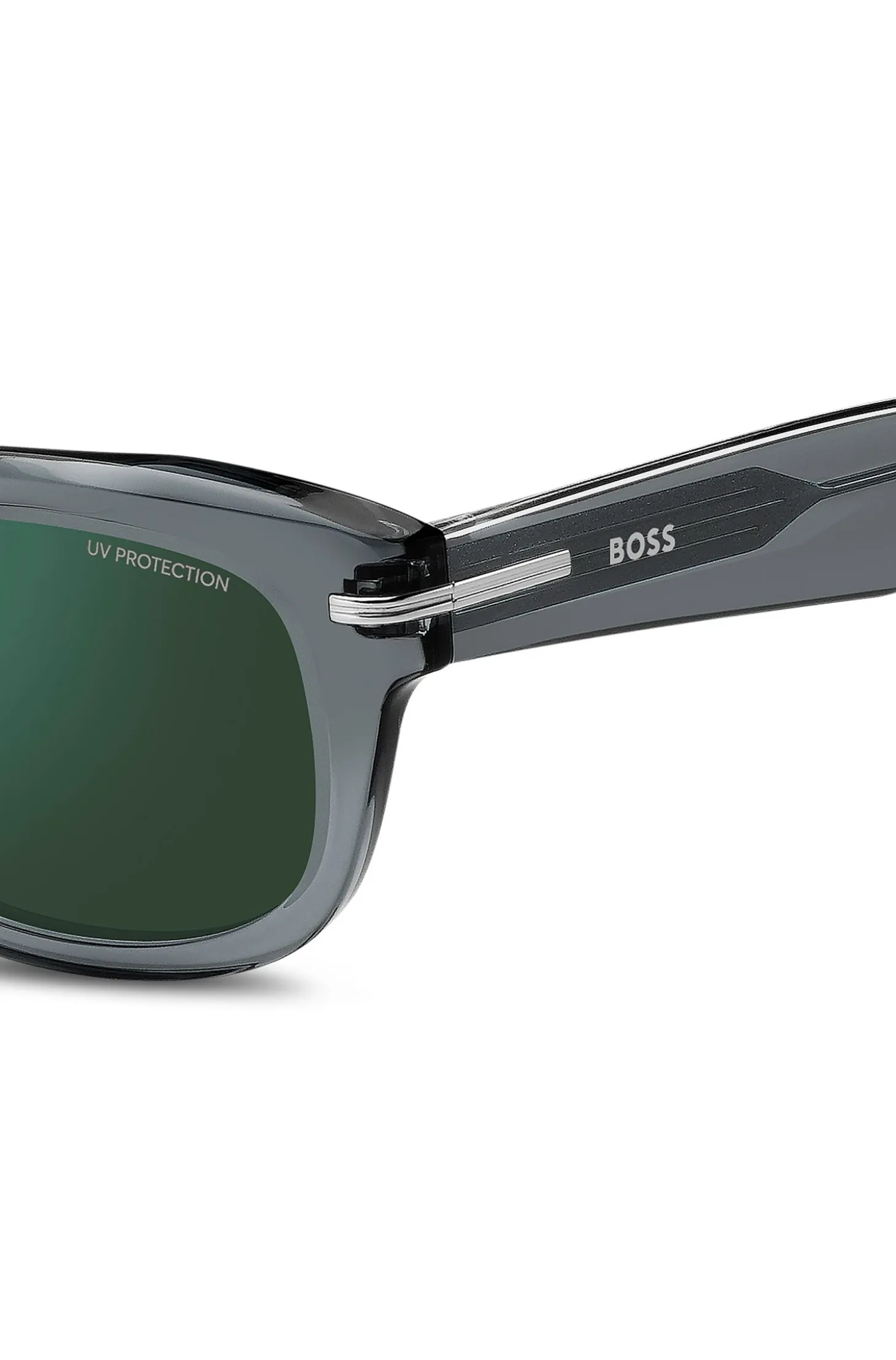 Grey-acetate sunglasses with green lenses