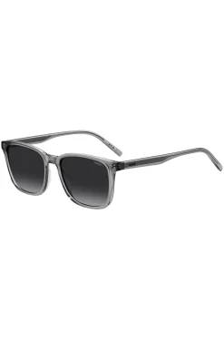 Grey-acetate sunglasses with silver-tone core wire