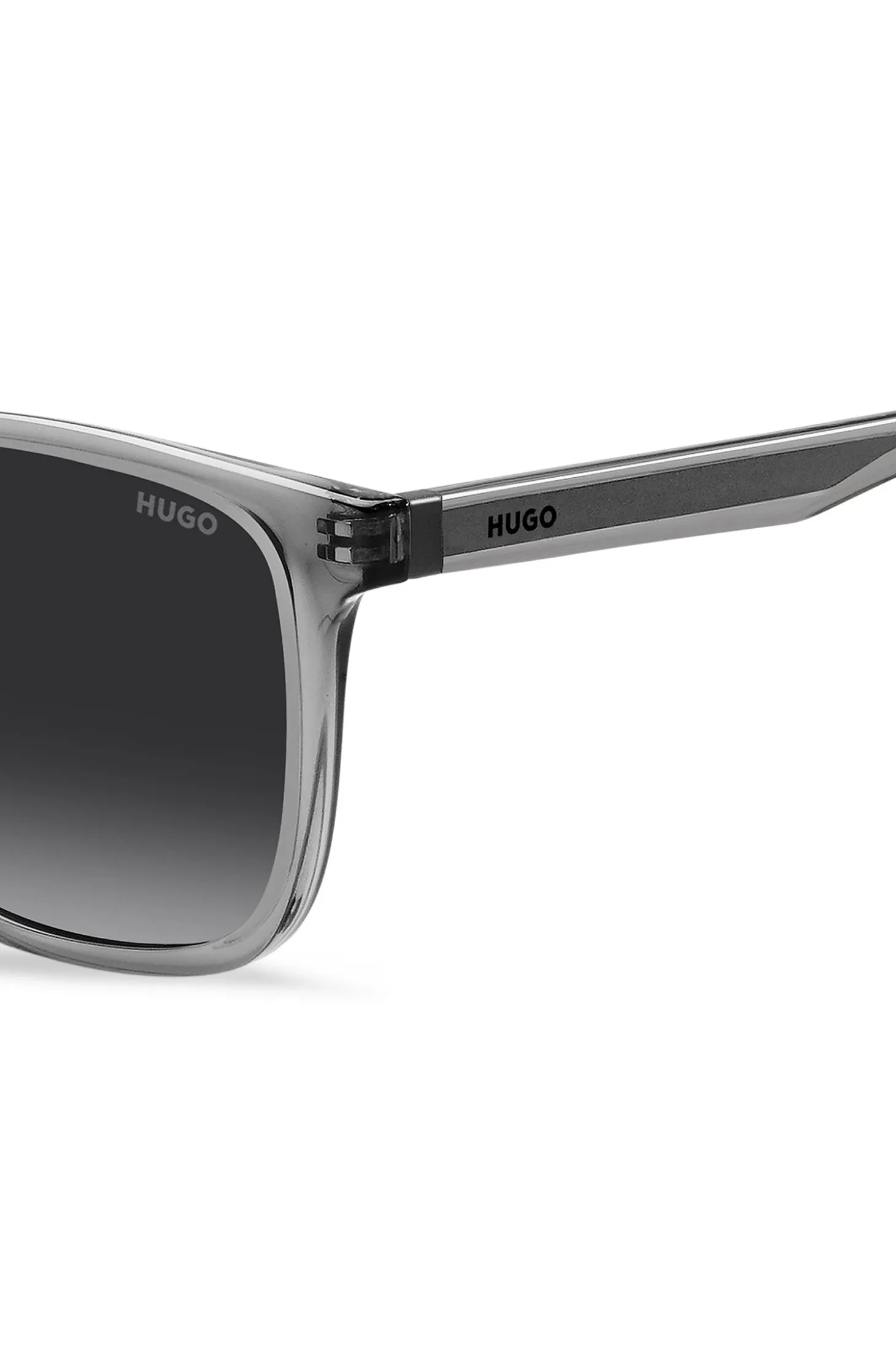 Grey-acetate sunglasses with silver-tone core wire
