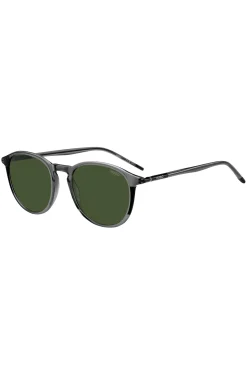 Grey-acetate sunglasses with tubular metal temples