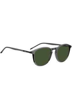 Grey-acetate sunglasses with tubular metal temples