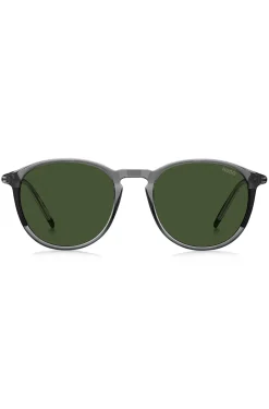 Grey-acetate sunglasses with tubular metal temples