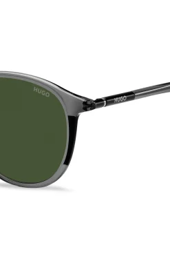Grey-acetate sunglasses with tubular metal temples