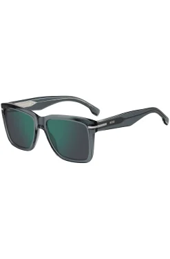 Grey-acetate sunglasses with silver-tone trims