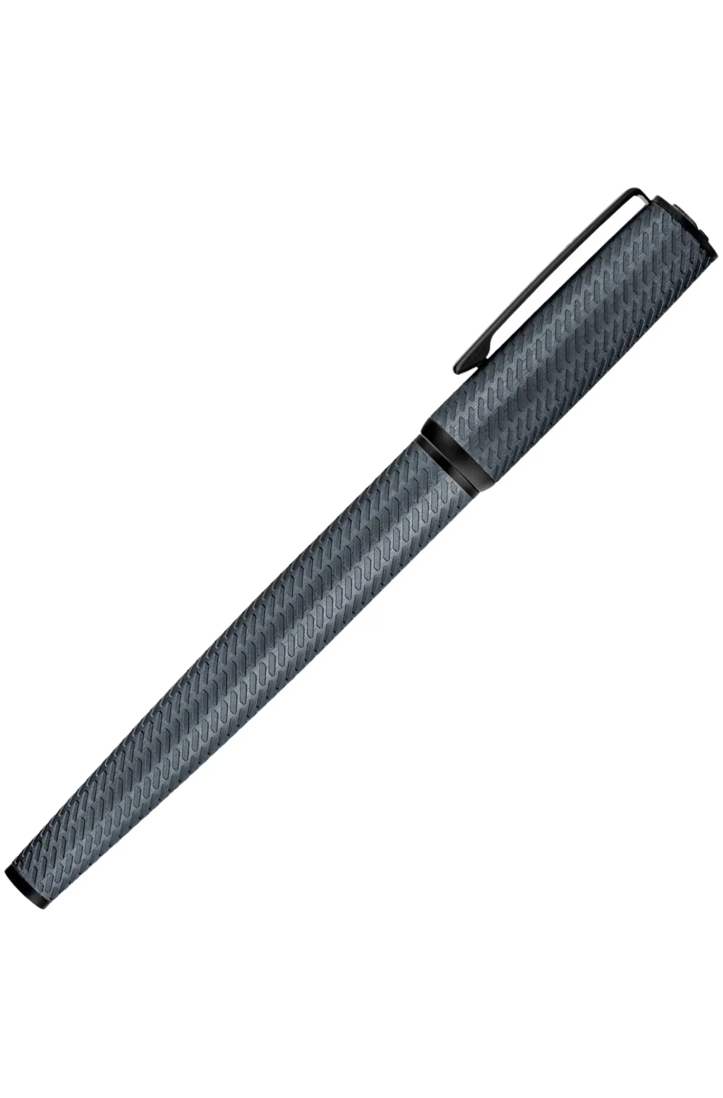 Grey aluminium fountain pen with mesh-effect engraving