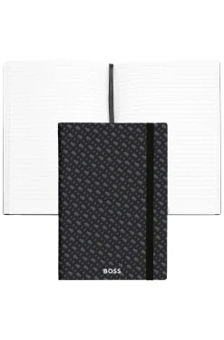 Grey A5 notebook with monogram pattern