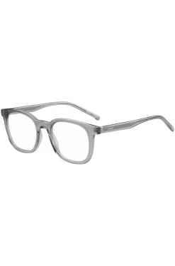 Grey optical frames with silver-tone accents