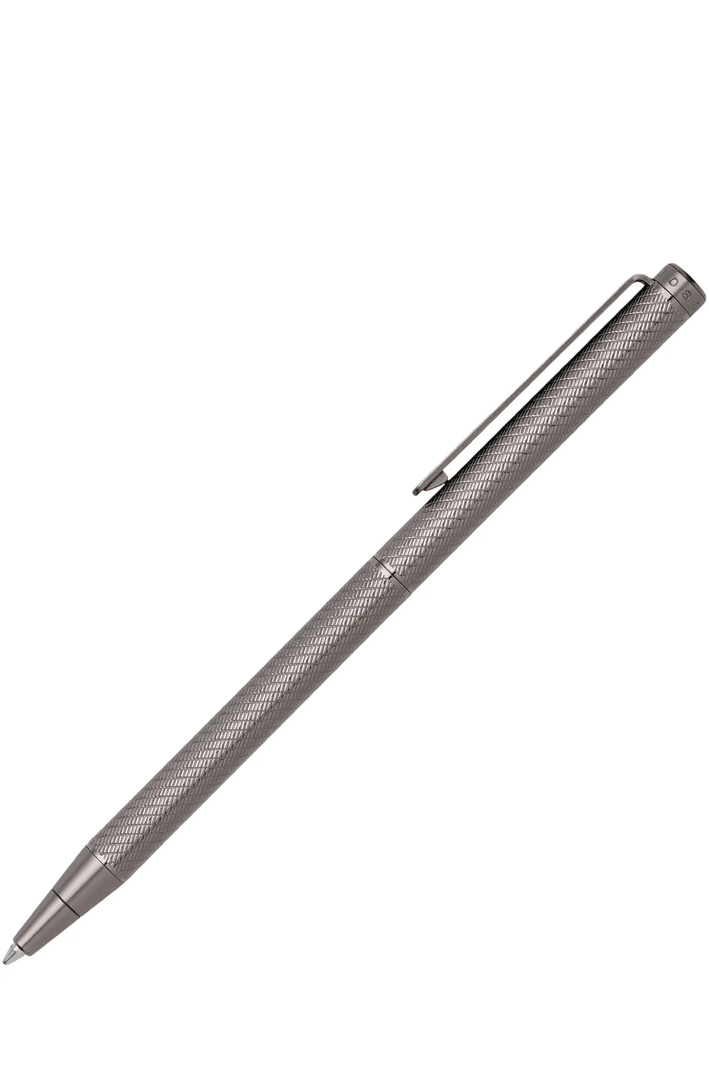 Gunmetal ballpoint pen with engraved pattern