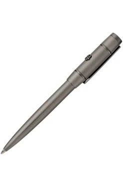 Gunmetal diamond-cut ballpoint pen with Double B trim