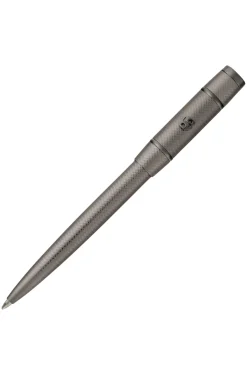Gunmetal diamond-cut ballpoint pen with Double B trim