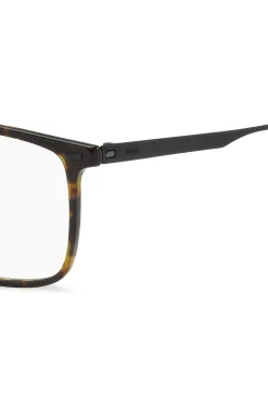 Havana-acetate optical frames with black-steel temples