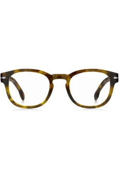 Havana-acetate optical frames with signature silver-tone detail