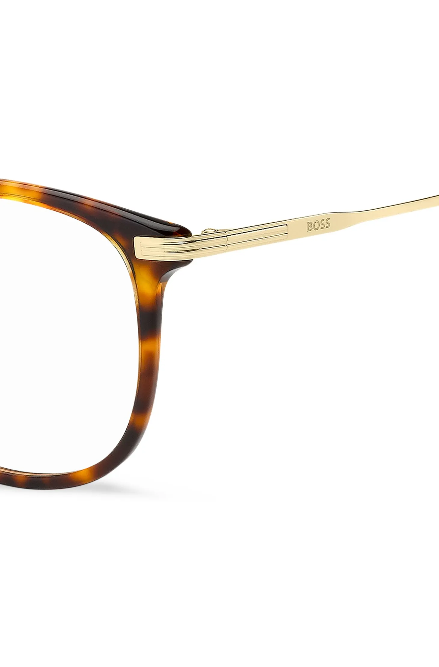 Havana-acetate optical frames with gold-tone temples