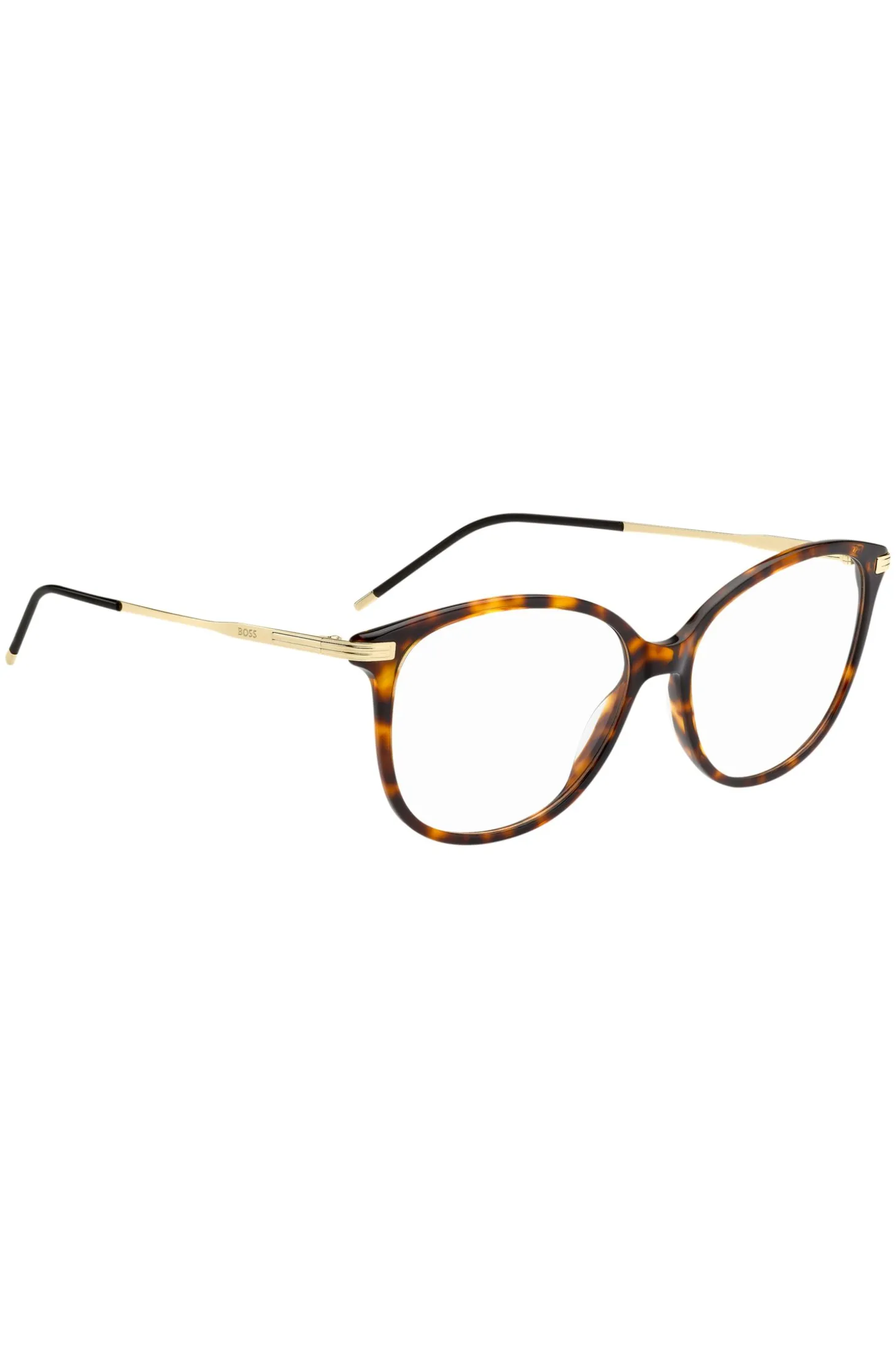 Havana-acetate optical frames with gold-tone temples
