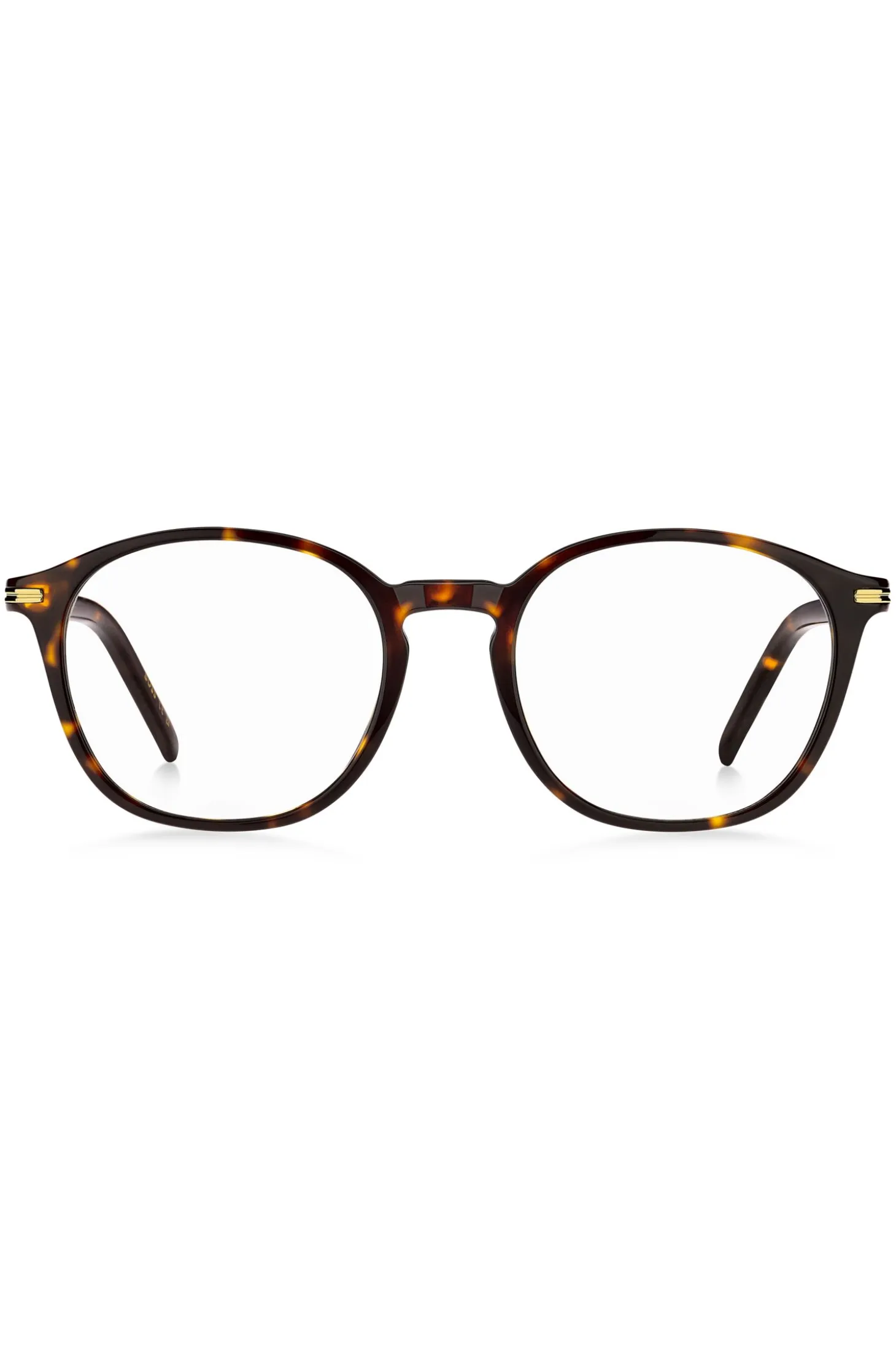 Havana-acetate optical frames with gold-tone hardware