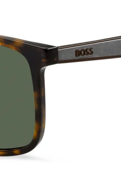 Havana-acetate sunglasses with rubber temples
