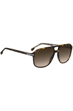 Havana-acetate sunglasses with silver-tone trims