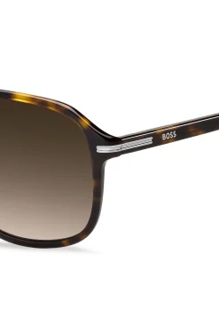 Havana-acetate sunglasses with silver-tone trims