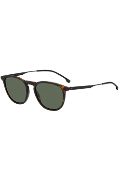 Havana-acetate sunglasses with steel temples