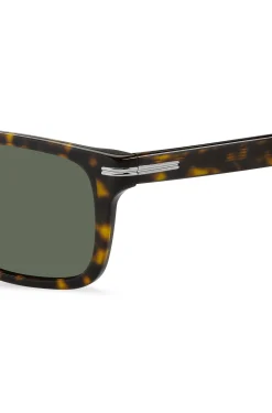 Havana-acetate sunglasses with silver-tone hardware