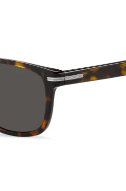 Havana-acetate sunglasses with silver-tone hardware