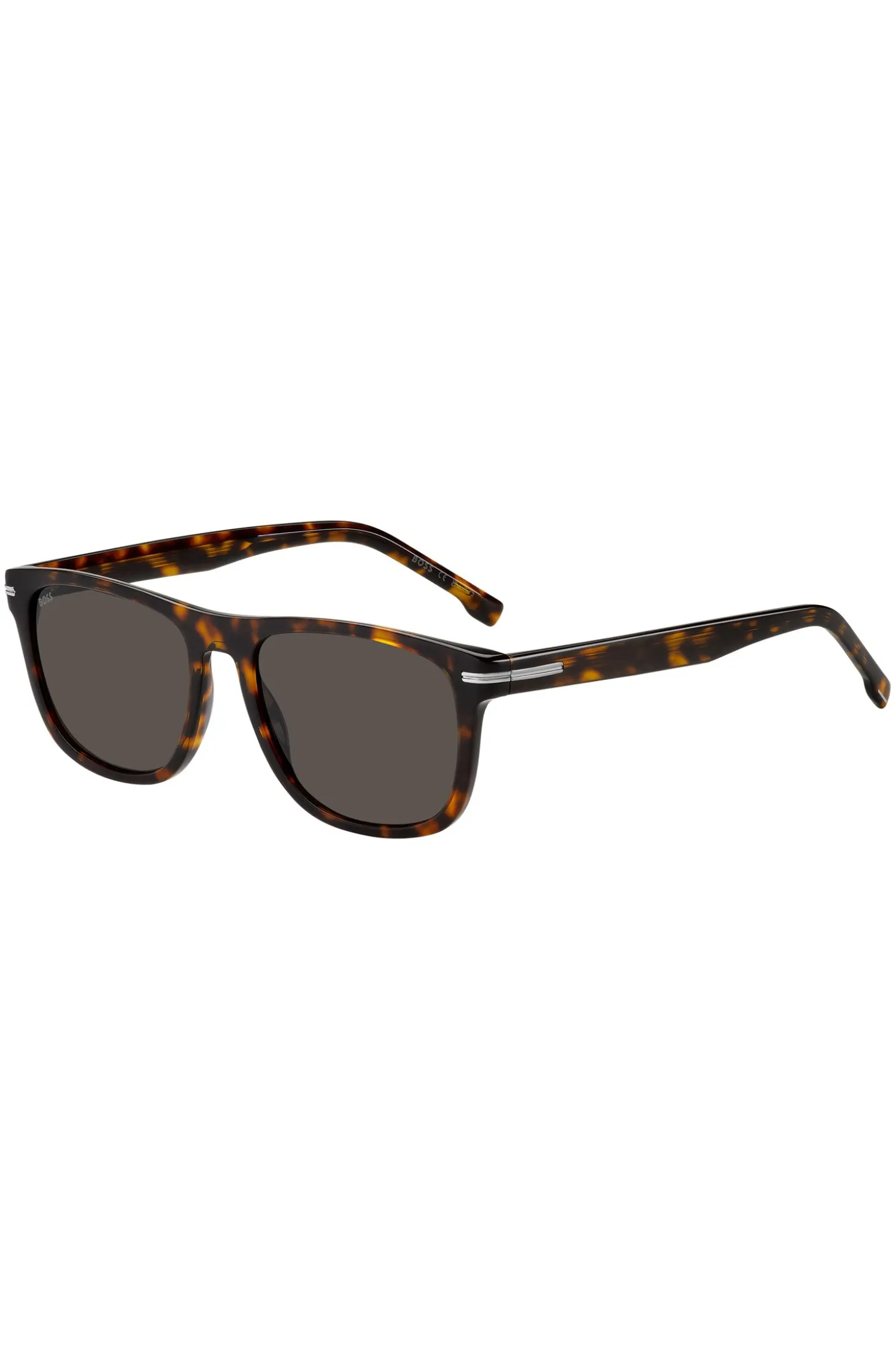 Havana-acetate sunglasses with silver-tone hardware