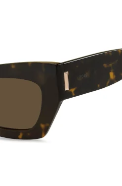 Havana-acetate sunglasses with signature hardware