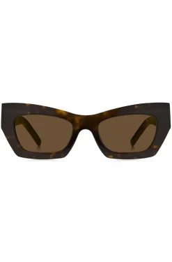 Havana-acetate sunglasses with signature hardware