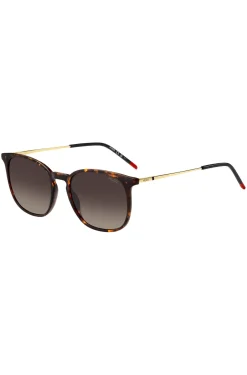 Havana sunglasses with gold-tone temples