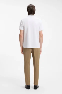 Henley-neck polo shirt in cotton piqué