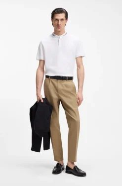 Henley-neck polo shirt in cotton piqué