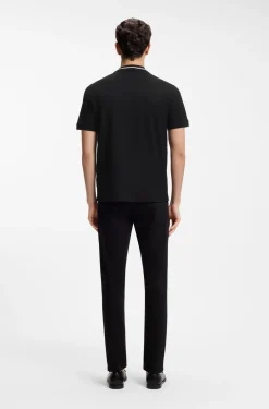 Henley-neck polo shirt in cotton piqué