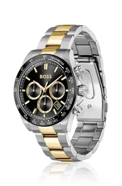 HERO 2.0 Black-dial chronograph watch with two-tone bracelet