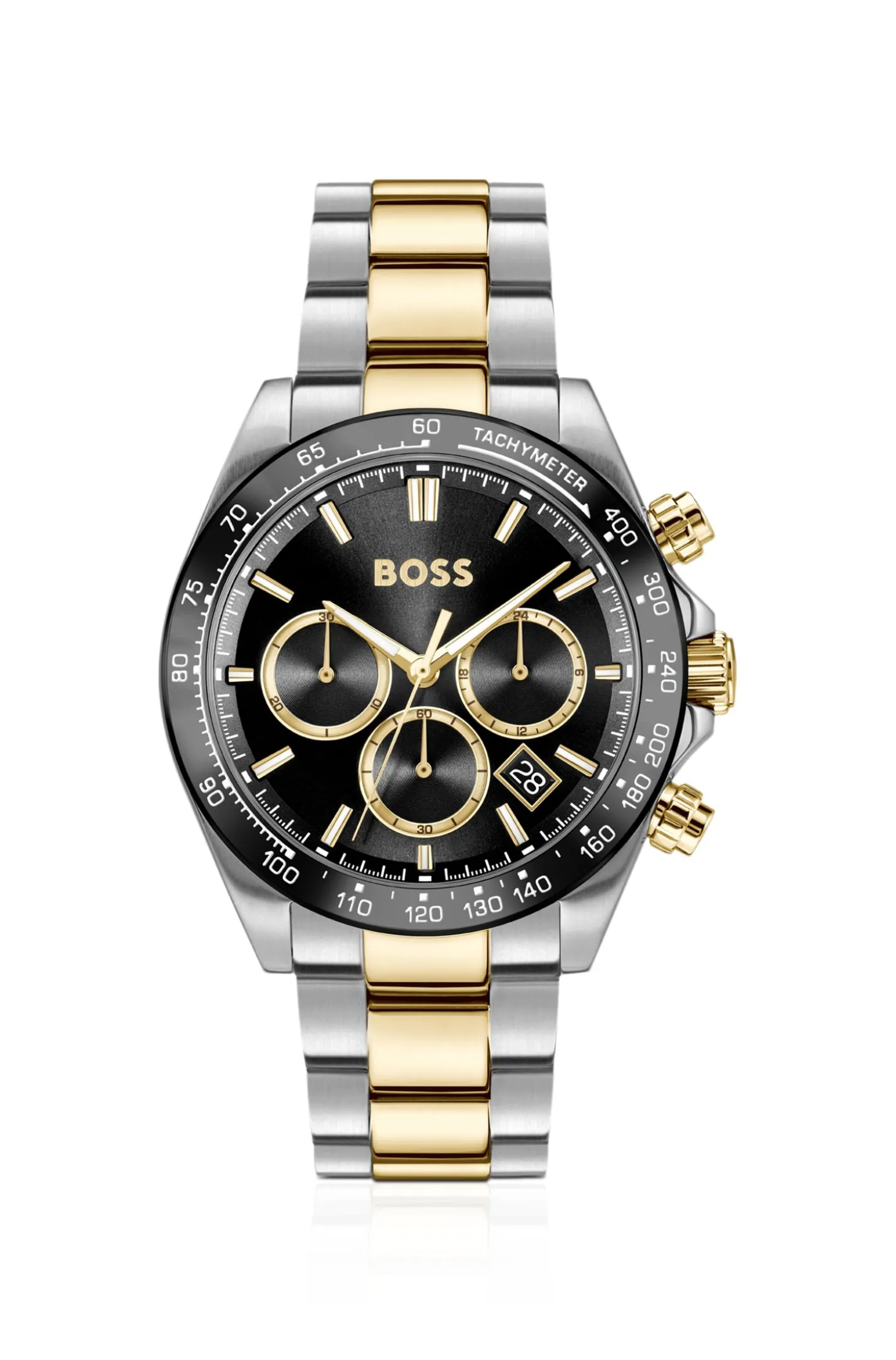HERO 2.0 Black-dial chronograph watch with two-tone bracelet