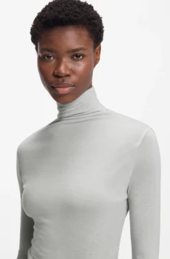 High-neck top in soft jersey
