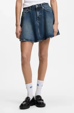 High-waisted mini skirt in blue denim