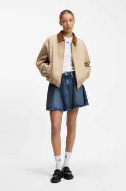 High-waisted mini skirt in blue denim