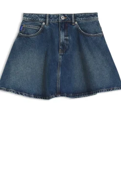 High-waisted mini skirt in blue denim