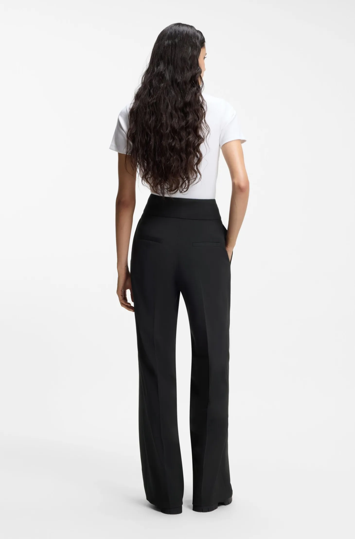 High-waisted regular-fit trousers with flared leg