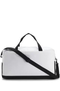 Holdall in structured fabric with logo and signature stripe