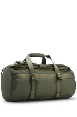 Holdall with backpack straps and logo lettering