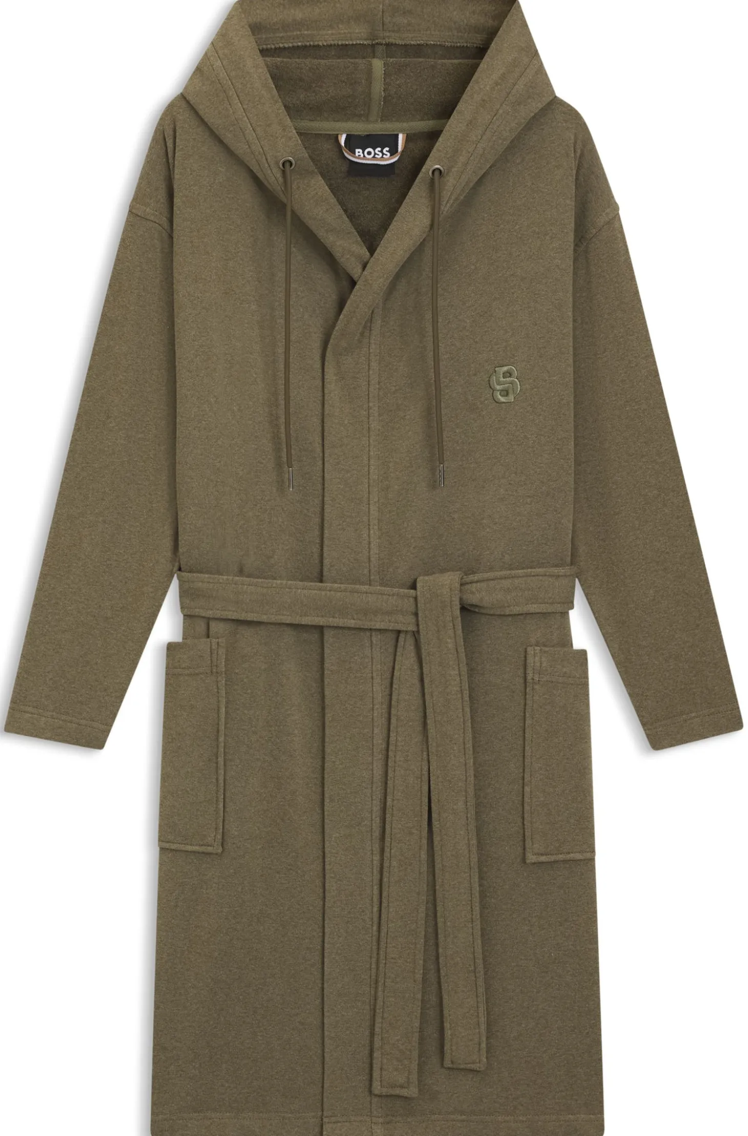 Hooded bathrobe in cotton jersey with Double B monogram