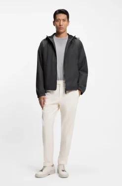 Hooded windbreaker in virgin wool