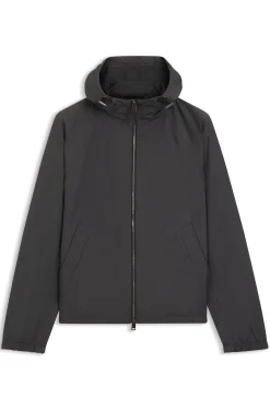 Hooded windbreaker in virgin wool