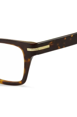 Horn-acetate optical frames with signature gold-tone detail