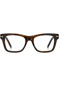 Horn-acetate optical frames with signature gold-tone detail