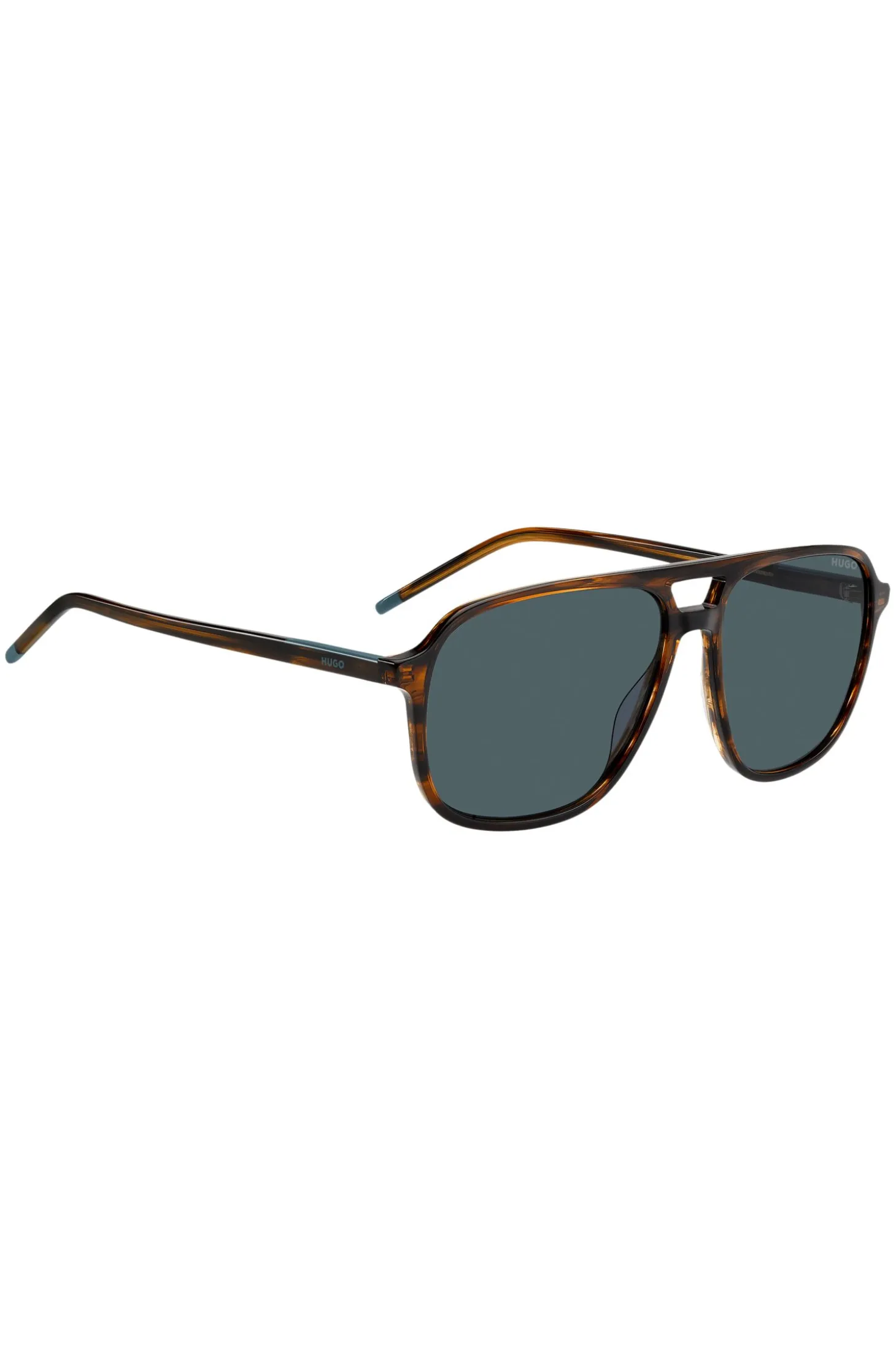 Horn-acetate sunglasses with double bridge